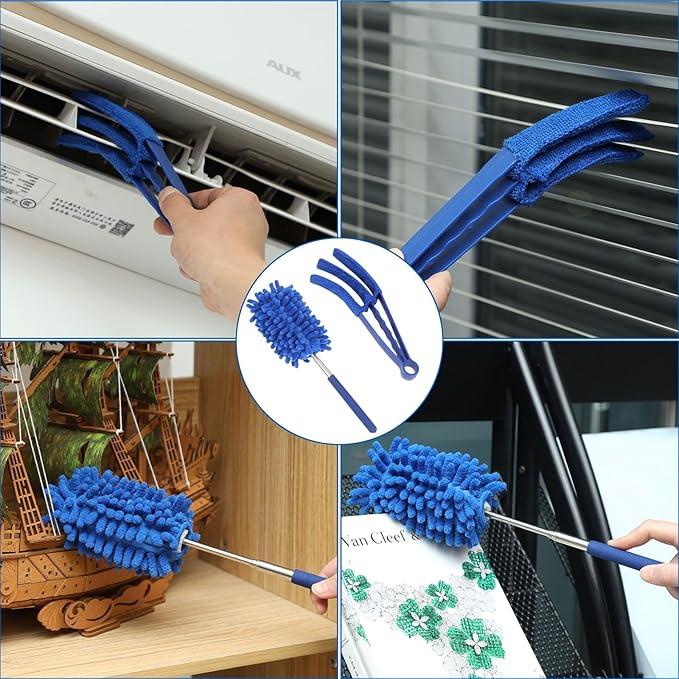 10 PCS Microfiber Cobweb Duster with Extension Pole (100 Inch Telescoping), Washable Dusters for Cleaning, Multifunctional Bendable Feather Duster for Ceiling Fan, Blind, High Ceiling - NeatNest