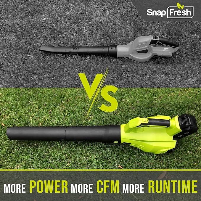 SnapFresh Leaf Blower Cordless - 350 CFM Electric Leaf Blower with 4.0Ah Battery & Fast Charger - Lightweight & 2-Speed - 20V Battery Powered Leaf Blowers for Lawn Care/Yard/Garden/Patio - NeatNest
