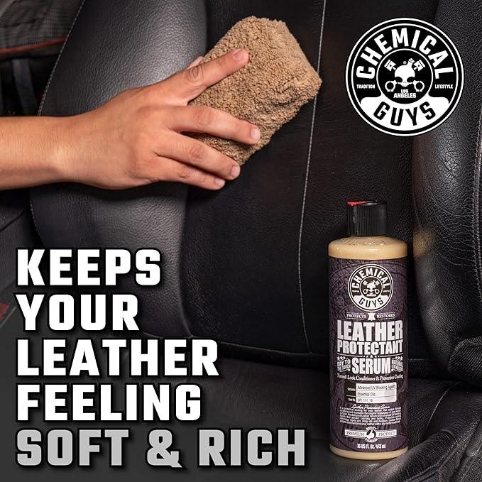 Chemical Guys Leather Cleaner & Leather Serum Kit for Car Interiors, Furniture, Apparel, Shoes, Boots, and More (Works on Natural, Synthetic, Pleather, Faux Leather and More), 16 fl oz - 2 Items - NeatNest