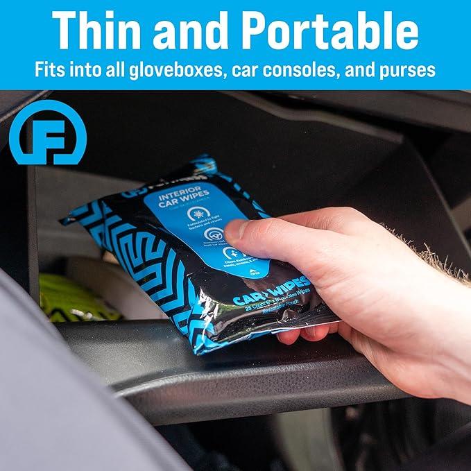 Fortress Car Interior Wipes (25 ct, Pack of 16) for Car Interior Cleaning, Dashboard, Seats, Detailing, and Steering Wheel [Travel Size] Skin-Safe Car Interior Cleaner Supplies - NeatNest