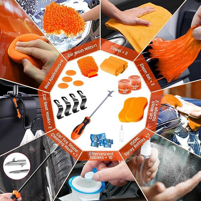 61 PCS Car Detailing Kit Interior Cleaner, Auto Detailing Kit, Car Vacuum Car Interior Detailing Kit, Car Wash Kit with Bucket Detailing Brush Set Car Accessories for Motorcycle, Cars, Bikes, Wheels - NeatNest