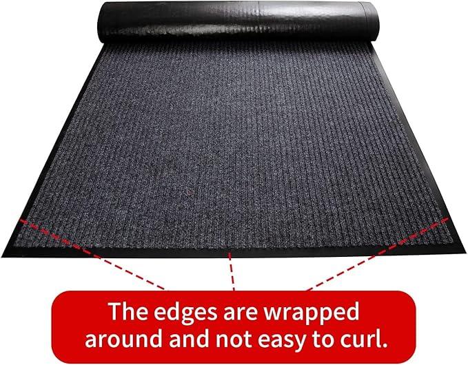TANYOYO3' X 6' Commercial Grade Door Floor Mat Brush Step Entrance Mat Vinyl Backed Utility Doormat Heavy Duty Floor Rugs Commercial Outdoor Carpet Indoor Entrance Mat，Grey - NeatNest