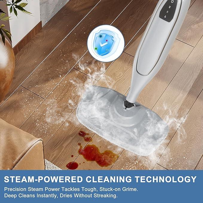 Steam Mop, 11-in-1 Powerful Handheld Steam Cleaner with 11.8 OZ Removable Tank, Detachable Steam Mops for Floor Cleaning with 23FT Power Cord, MultiPurpose Steamer for Hardwood Tile Carpets Furniture - NeatNest