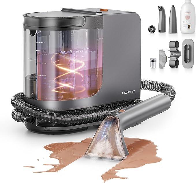 uwant Portable Carpet Cleaner with Steam& Heating System 18Kpa Powerful Suction Carpet Cleaner with 4 Cleaning Tools& Solution 2 in 1 Upholstery Cleaner Steam Cleaner for Pets, Car (Old version) - NeatNest