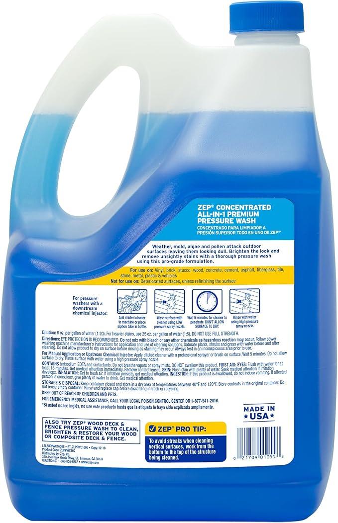 Zep All-In-1 Pressure Wash Cleaner (Case of 4) Concentrated Formula Makes 28 Gallons (ZUPPWC160) - NeatNest