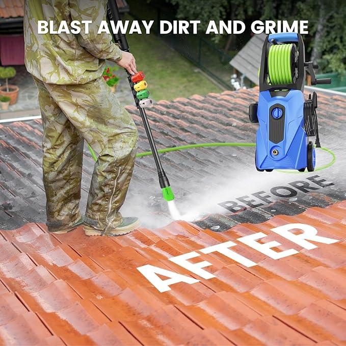 Pressure Washer 5000PSI Power Washers Powered with 33ft Pressure Hose, 4 Nozzle and Foam Cannon, powerwashers for Home, Cars, Fences, Patio, Blue - NeatNest
