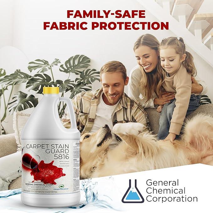 General Chemical Stain Shield Spray - Safe Fabric Protector Spritz and Stain Guard 5816 for Upholstery, Carpets, Rugs, Drapes & More - Impermeable Protectant Spray for Outdoor & Indoor Use -4 Gal Case - NeatNest