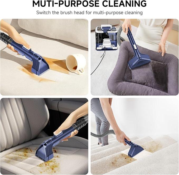 New Multi-Portable Carpet and Upholstery Cleaner, 21Kpa Carpet Cleaner Machine, Deep Stain Cleaning for Carpet, Car Seats, Pets, Couches, with Dual Brush & Large Removable Tank(Blue) - NeatNest