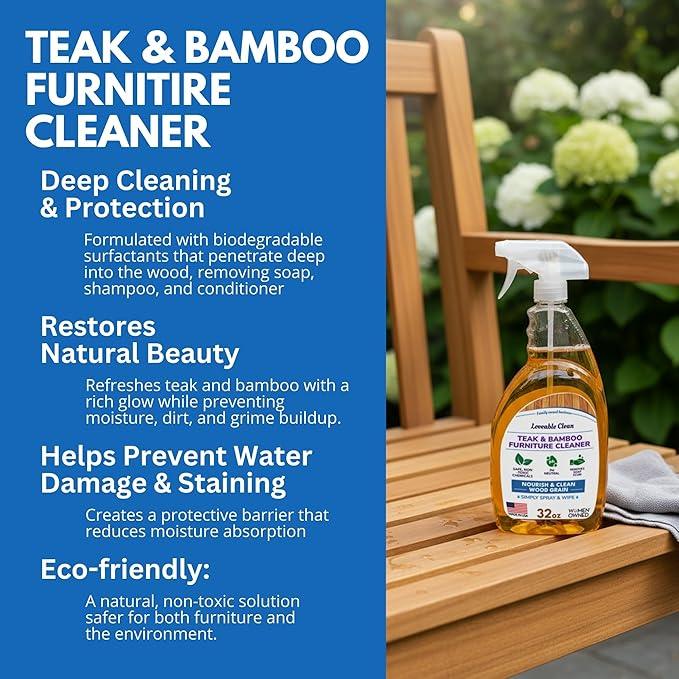 EcoDecors Loveable 32 oz Spray Bottle Teak Cleaner and Loveable Protection 16 oz Teak Sealer - NeatNest
