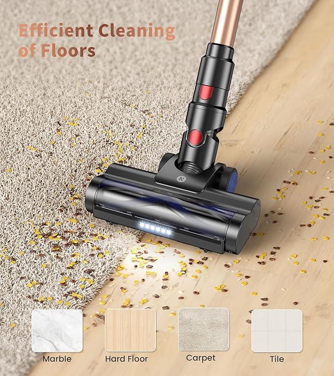 NADALY Cordless Vacuum Cleaner, Powerful Stick Vacuum with 45min Runtime, Anti-Tangle Vacuum Cleaners for Home, 1.5L Dust Cup, Rechargeable Wireless Vacuum for Hardwood Floor Carpet Pet Hair - NeatNest