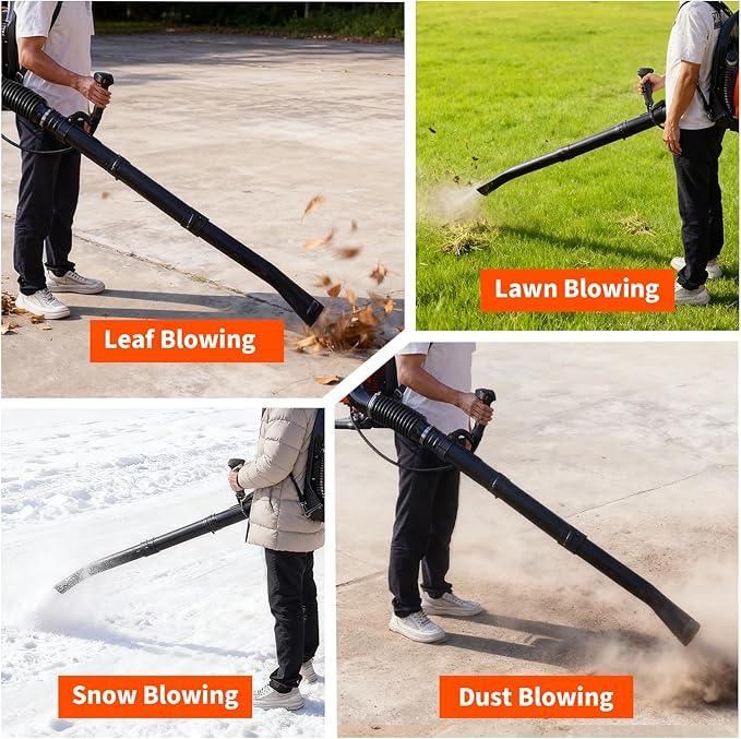 66CC Backpack Blower, 4-HP 2-Cycle Gas Leaf Blower with 880 CFM & 320 MPH, Backpack Leaf Blower, Powerful Clearing Performance for Wet Leaf & Debris Clean & Snow Removal - NeatNest