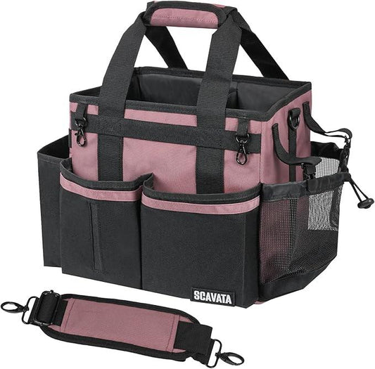 Compact Wearable Cleaning Caddy, Small Cleaning Caddy Supplies Organizer with Handle & Shoulder Straps for Housekeepers, Under Sink & Car Cleaning Tool Organizers Bag (LotusPink) - NeatNest