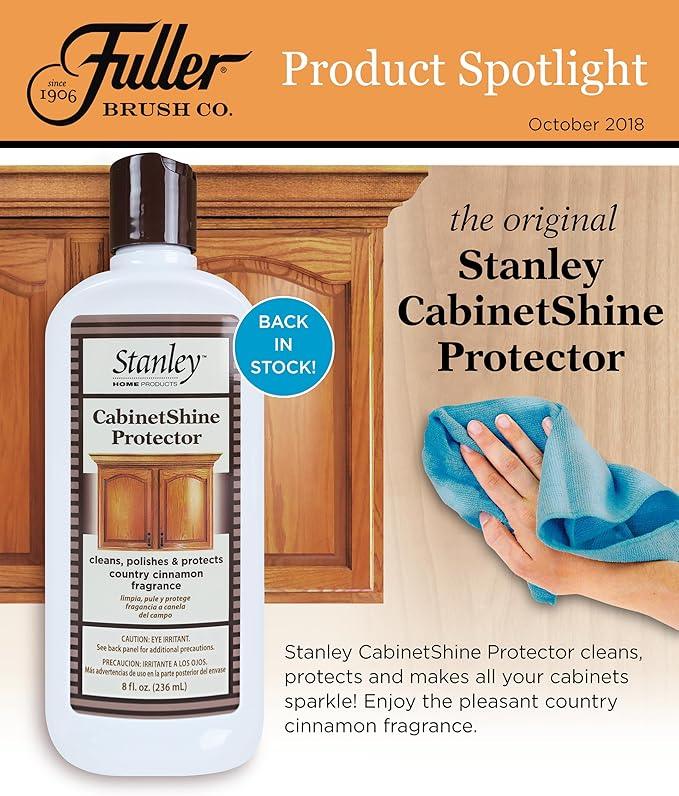 STANLEY HOME PRODUCTS CabinetShine Protector - Furniture Cleaner and Polish - Removes Dust Dirt and Grime Restores and Renews Protects Wood Finish Cinnamon Scent Suitable for Home and Commercial Use - NeatNest