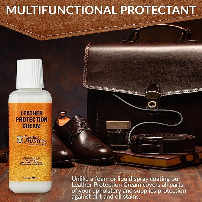 LEATHER MASTER 250ML Leather Protection Cream - Leather Cleaner and Conditioner for Couch Clothes Purses Shoes Boots Car Leather Water Based Formula - NeatNest
