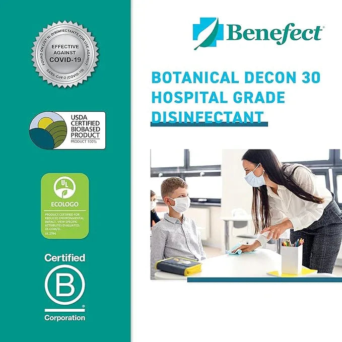 Benefect Botanical Decon 30 Disinfectant Cleaner, 4 oz. Spray Bottle, Light Lemon & Thyme Scent, Hospital Grade Disinfectant, Kills Over 99.99% of Germs, Safe for Food-Contact Surfaces - NeatNest