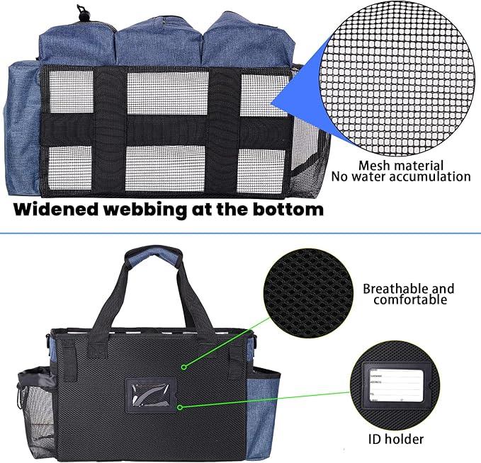 Large Wearable Cleaning Caddy Bag with Detachable Divider, Cleaning Organizer with Handles, Cleaning Supply Tote with Adjustable Shoulder Strap&Waist Belt for Cleaners & Housekeeper (Blue) - NeatNest