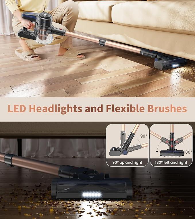 NADALY Cordless Vacuum Cleaner, Powerful Stick Vacuum with 45min Runtime, Anti-Tangle Vacuum Cleaners for Home, 1.5L Dust Cup, Rechargeable Wireless Vacuum for Hardwood Floor Carpet Pet Hair - NeatNest