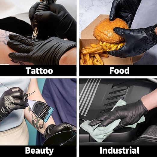 Basic Disposable Medical Synmax Vinyl Exam Gloves- 4 mil Safty Glove 1000pcs - Latex-Free & Powder-Free - SGBE 8001, Small (Case of 1000, Black) - NeatNest