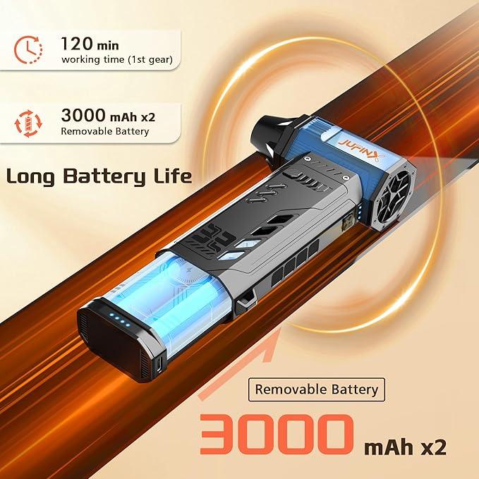 Air Duster -250000RPM- Snow Blower, Replaceable Batteries 2pcs,Long Life-mini Blower, 3-Gear Adjustable- Electeic Air Duster for Keyboard,PCs,Outdoors,Snow,Leaves,Car Cleaning (2*Batteries) - NeatNest