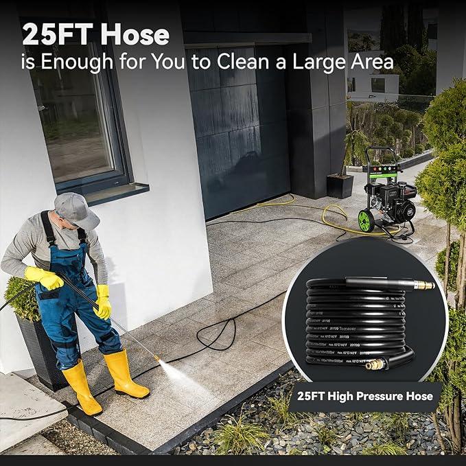 4200PSI Gas Pressure Washer 4.0GPM Gas Power Washer 212CC Gas Powered Washing Machine Commercial High Pressure Washer with 25ft Hose&5 Nozzles for Patio Garden Yard Vehicle,EPA/CARB/ETL (Black) - NeatNest