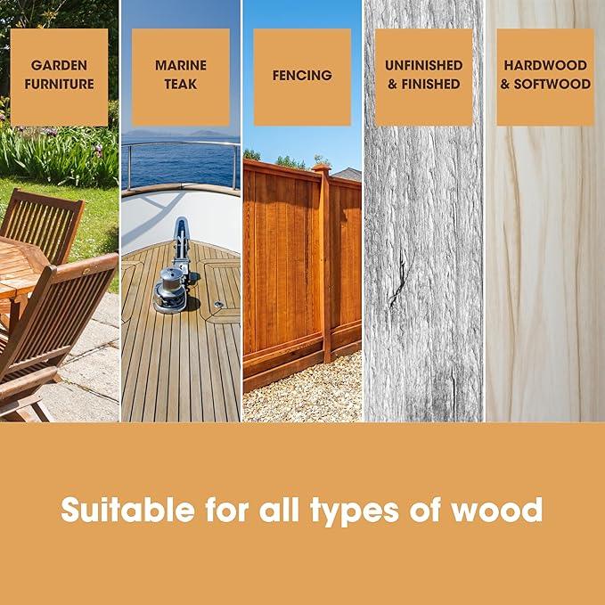 Furniture Clinic Garden Furniture Restoration Kit | For Outdoor Wood Patio Furniture Such as Teak & Other Wood Types | Clean, Remove, Brighten, Nourish, and Protect Treated and Untreated Surfaces - NeatNest