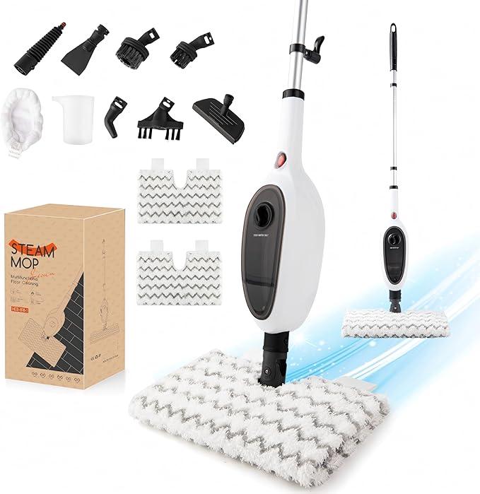 Steam Mops for Floor Cleaning, Unique Double-Sided Flip Design, 15 Seconds Fast Heating，10-in-1 Steam Cleaner for Kitchen, Living Room Wood Floor Tile Cleaning - NeatNest