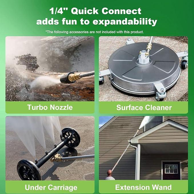 5000PSI Electric Pressure Washer with 33FT Hose 4.0GPM Power Washers Electric Powered Professional High Pressure Cleaner Machine, Foam Cannon, 4 Tips, powerwashers for Home Cars, Green - NeatNest