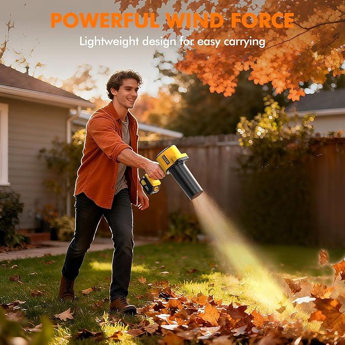 OGERY Brushless Leaf Blower Cordless with Lights, Powerful Electric Leaf Blowers with 2 x 3.0Ah Batteries & Fast Charging, 700CFM 900G Wind Pressure Handheld Blower for Lawn Care Yard Garden, Yellow - NeatNest