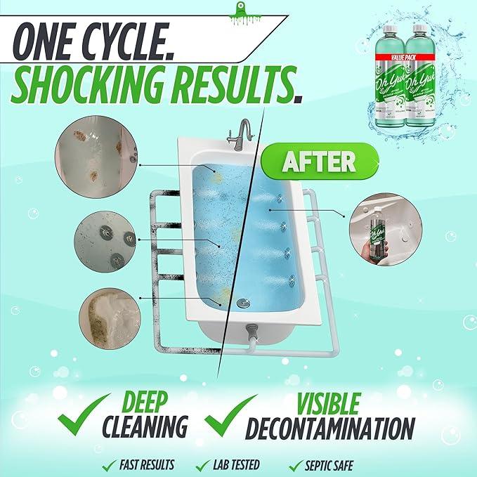 Oh Yuk Jetted Bathtub Cleaner for Jet Tubs, Whirlpools, The Most Effective Jetted Tub Cleaner, Septic Safe | Two 16 Ounce Bottles! - NeatNest