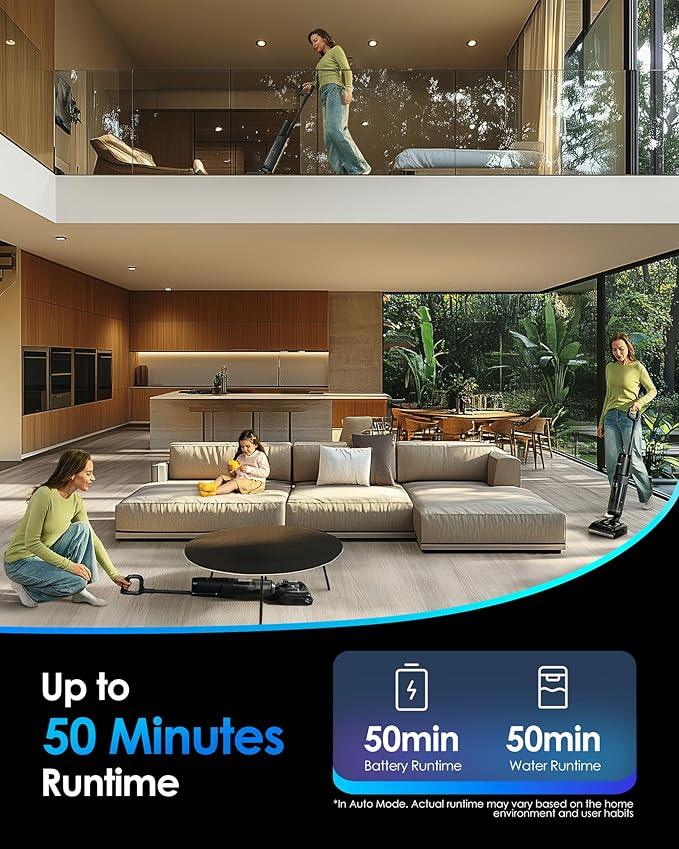 Tineco Floor ONE S7 Stretch Ultra Cordless Wet Dry Vacuum Cleaner, 180°Lay-Flat Anti-Tangle Design, 50 Minutes Runtime, 185℉ Flashdry Self-Cleaning, Dual-Sided Edge Cleaning Floor Cleaner - NeatNest
