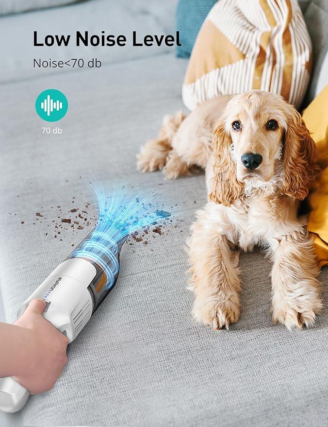 Aspiron Cordless Handheld Vacuum, 24KPA Powerful Car Vacuum, 2-Speed, 2 Charging Methods, Wireless Charger, Ergonomic Handle, Portable Rechargeable Vacuum Cleaner for Car, Home, Cream White - NeatNest