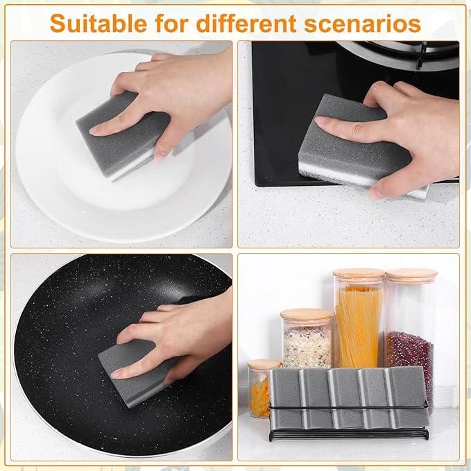 100 Pcs Individually Wrapped Sponges, Uncompressed Non Scratch Scrouing Sponges for Household Cleaning Dishes Kitchen Airbnb Apartment Car Bike Gray - NeatNest