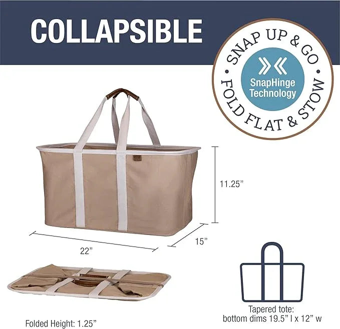 CleverMade Collapsible Laundry Tote - LUXE Mocha 2-Pack 50L - Foldable Storage Organization Container for Clothes Laundry Room Storage Solution - NeatNest