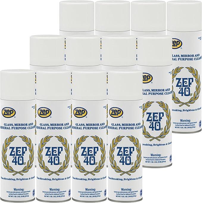 Zep 40 LV Non-Streaking Cleaner Aerosol - 18 Ounces (Case of 12) 322901 - Glass, Mirror, and General Purpose Cleaner - Available to Ship to All 50 States! - NeatNest