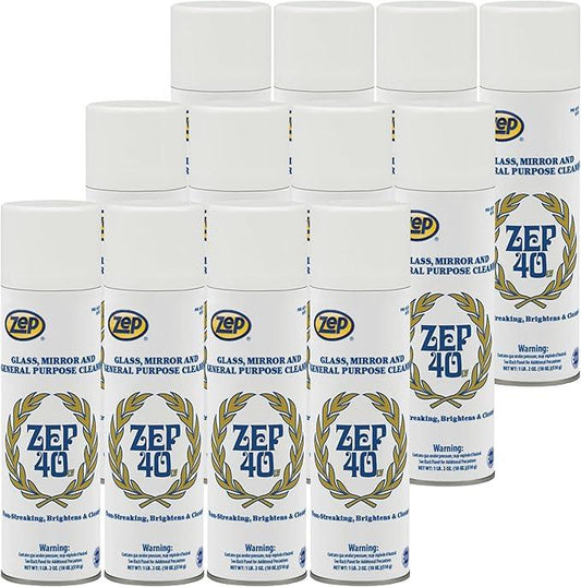 Zep 40 LV Non-Streaking Cleaner Aerosol - 18 Ounces (Case of 12) 322901 - Glass, Mirror, and General Purpose Cleaner - Available to Ship to All 50 States! - NeatNest