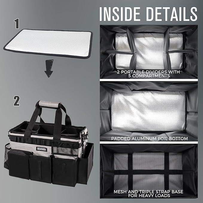 Wearable Cleaning Caddy Bag, Cleaning Caddy Supplies Organizer with Handle & Shoulder Straps for Housekeepers, Under Sink & Car Cleaning Tool Organizers with 4 Foldable Divider (Grey) - NeatNest