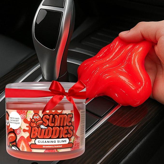Slime Buddies Car Cleaning Gel Putty - Strawberry Scented Interior Detailing Tool for Cup Holders, Air Vents & Keyboard - Reusable Auto Detailing Accessories - Dust Remover Goop - Gifts for Men Women - NeatNest