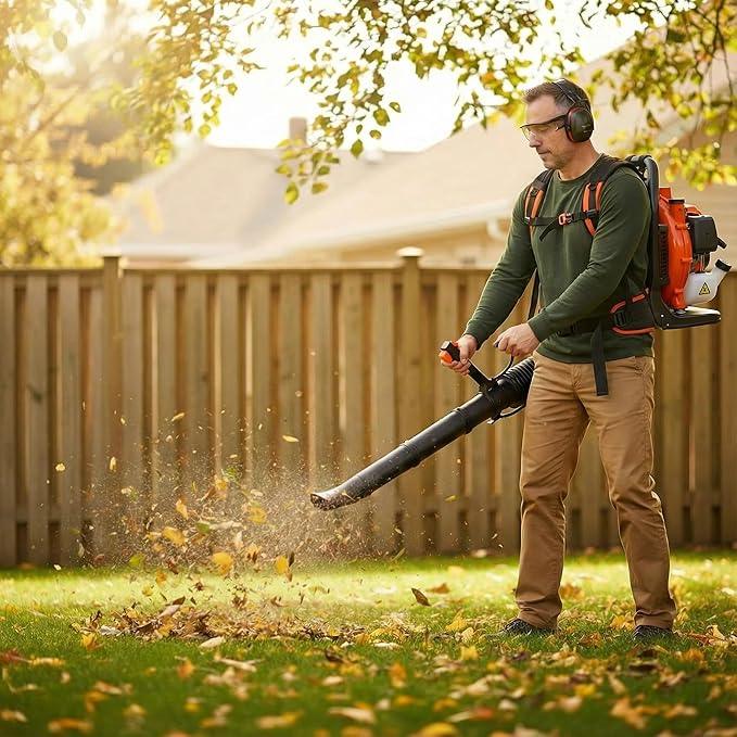 Gas-Powered Backpack Leaf Blower, High-Performance 2-Stroke Engine, Powerful Gas Leaf Blower with Adjustable Backpack Harness Variable Speed Easy for Lawn Yard Garden Driveway Leaf Cleanup (85CC) - NeatNest