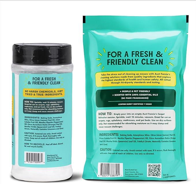 Aunt Fannie's Carpet Bundle, Includes One 16 oz Carpet Refresher Shaker and Three Refills, Bright Lemon Scent, Pack of 4 - NeatNest