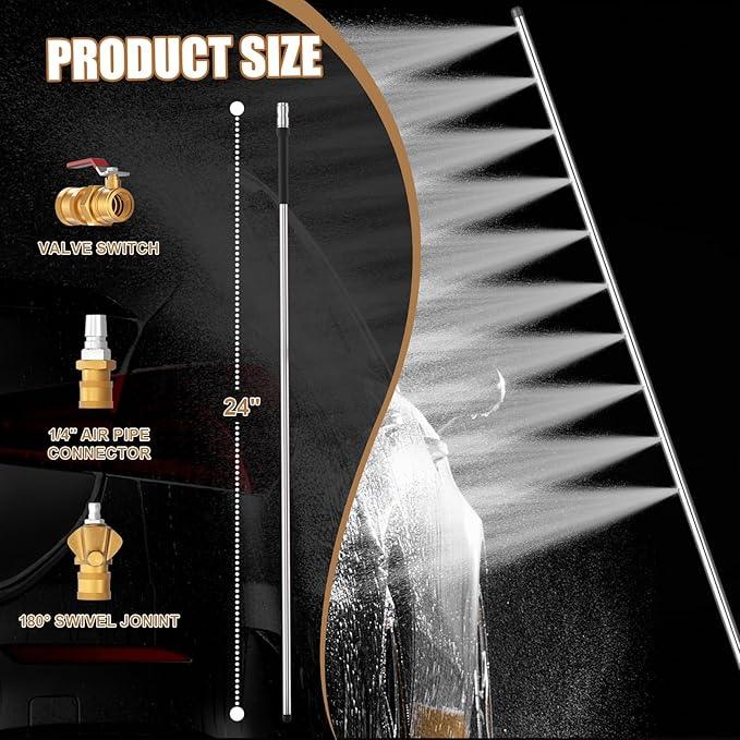 24" Compact Radiator Cleaning Wand - Dual Water/Air Flusher for Cars/Trucks/RVs, Max 4500 PSI Stainless Steel Nozzle w/Quick-Connect, Effortlessly Cleans Household Vehicle Radiators - NeatNest