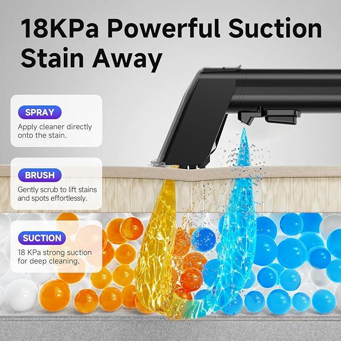 Portable Spot Cleaner Machine for Carpet and Upholstery - 18Kpa Carpet Cleaner with Dual BrushHeads, Easy Move, Cleaning Machine for Furniture, Couch, Stairs, Car and Pet Stain, Blue - NeatNest