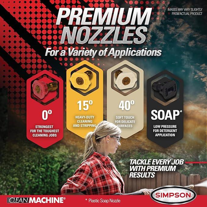 Simpson 3400 PSI Gas Pressure Washer, 2.5 GPM Residential Power Washer, Cold Water, 25' Hose, Clean Machine, 49-State Compliant (CM61083) - NeatNest