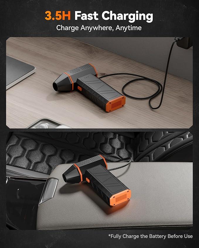 WOLFBOX MF50 Compressed Air Duster-110000RPM Super Power Electric Air Duster, 3-Gear Adjustable Mini Blower with Fast Charging, Dust Blower for Computer, Keyboard, House, Outdoor and Car - NeatNest