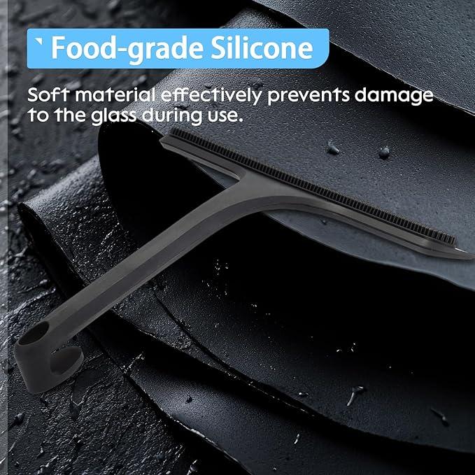 10.7“ Wide All-Purpose Shower Squeegee for Glass Doors, Squeegee for Shower Glass with Hook, Window Squeegee for Home, Small Squeegee for Shower, Bathroom, Car Glass, Mirror (Black) - NeatNest
