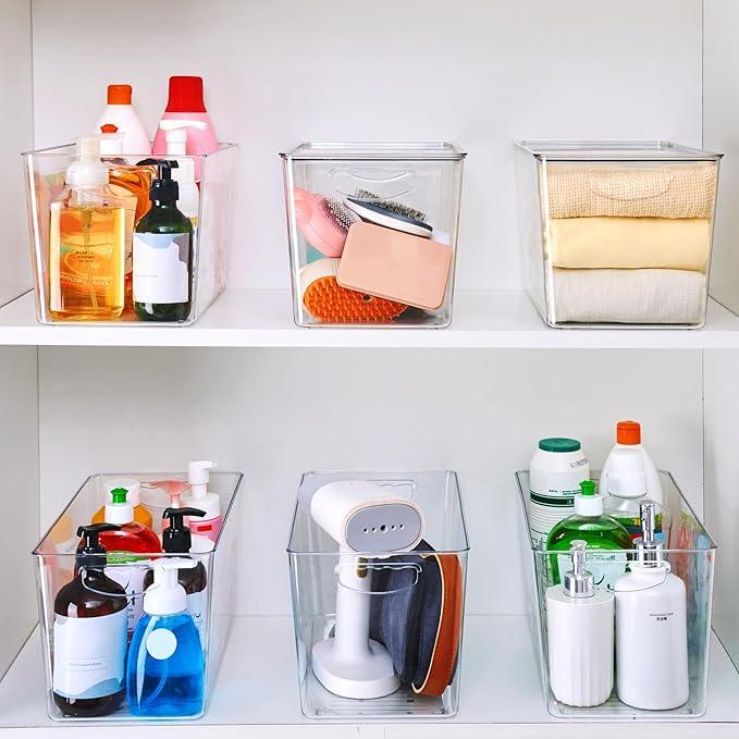 theaoo Clear Storage Bins with Lids Stackable - XLarge Plastic Containers for Pantry Organization and Storage - Perfect for kitchen,Fridge,Laundry Room,Bathroom,Garage,Closet,Cabinet Organizer -4 Pack - NeatNest