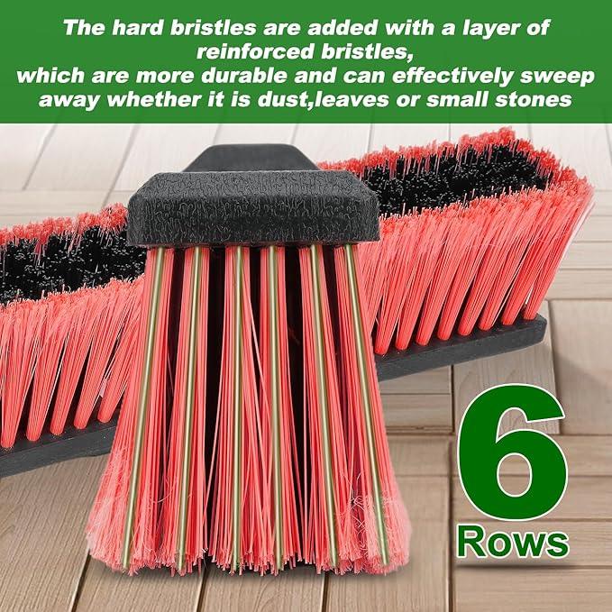 18 Inches Push Broom Outdoor- Heavy Duty Commercial Broom with 64.5" Long Handle and Stiff Bristles for Patio Garage Deck Concrete Wood Stone Tile Driveway Yard Warehouse Shop Floor Cleaning - NeatNest