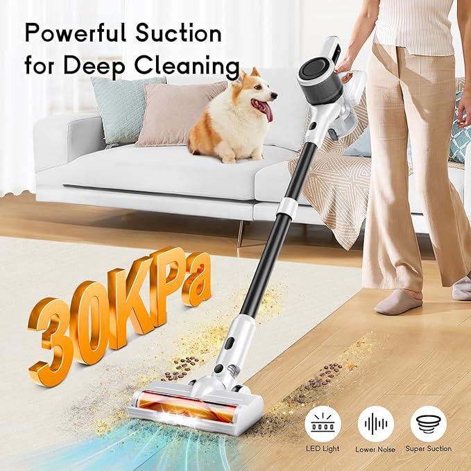 Cordless Vacuum Cleaner for Home, 8-in-1 Lightweight Stick Vacuum with 45Mins Runtime, Powerful Suction, Anti-Tangle, Rechargeable Cordless Vacuum for Hardwood Floor Carpet Pet Hair, W-N5 - NeatNest