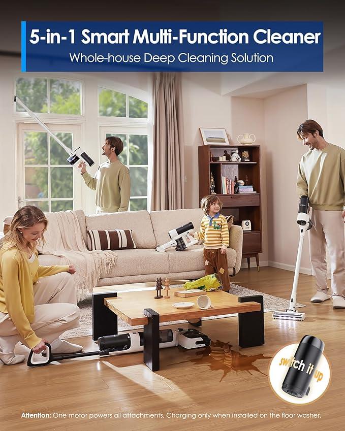 Tineco Floor ONE Switch S6 Stretch Wet Dry Vacuum Cleaner, Multi-Function, 180° Lay-Flat, Anti-Tangle Design, Self-Cleaning, 65Min Runtime, Dual-Edge Cleaning, Whole-House Cleaning Floor Cleaner - NeatNest