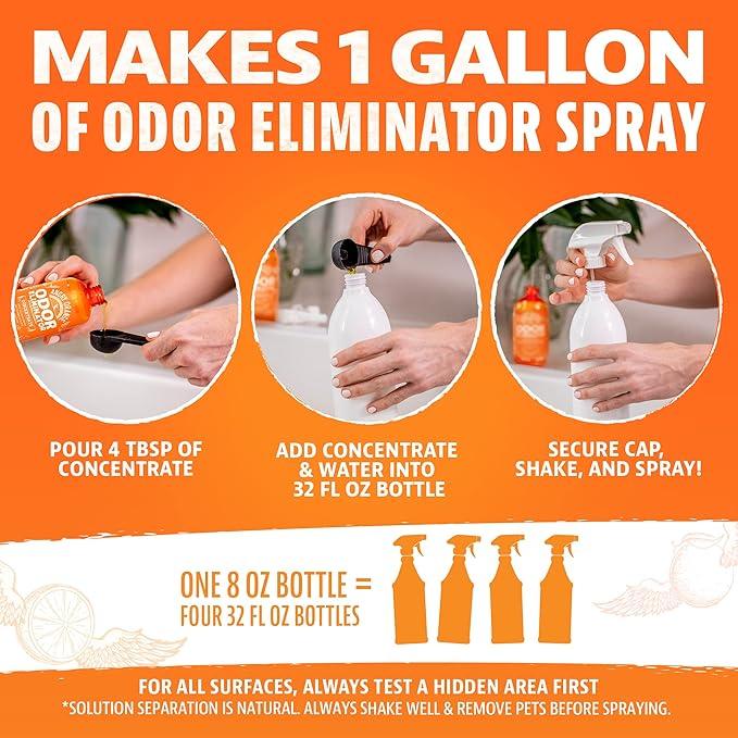 ANGRY ORANGE Air Freshener & Pet Odor Eliminator – 8 oz Concentrate (Makes 128 oz) + 6 oz Air Freshener - NeatNest