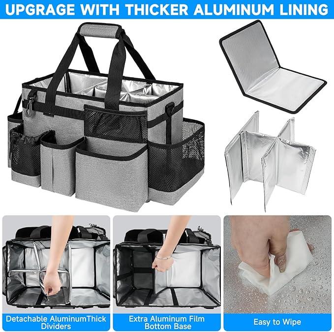 Cleaning Caddy Bag, Large Cleaning Supplies Organizer for Housekeepers, Housekeeping Caddy with Handle and Detachable Padded Cushion, Gray - NeatNest
